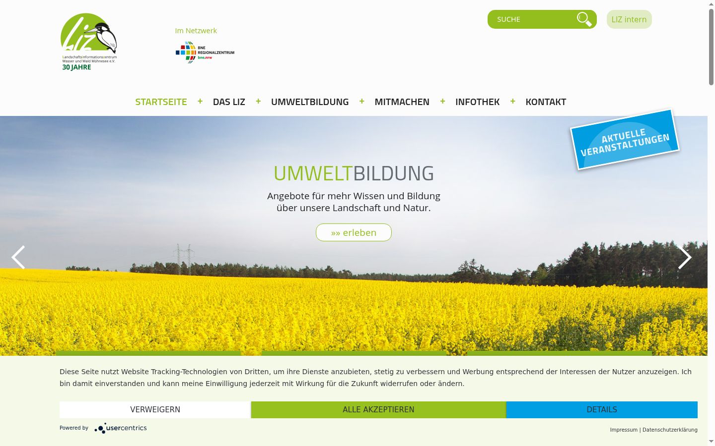 Screenshot del banner di consenso mostrato prima di qualsiasi interazione