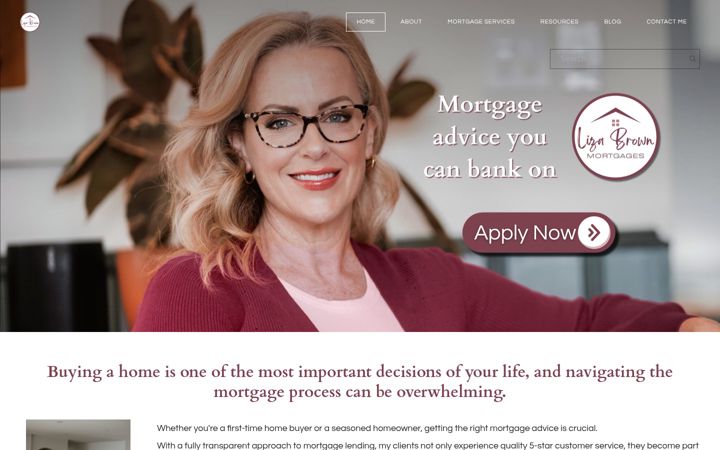 Screenshot of lizabrownmortgages.ca
