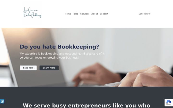 Screenshot of lizaguevaraonlinebookkeeping.com