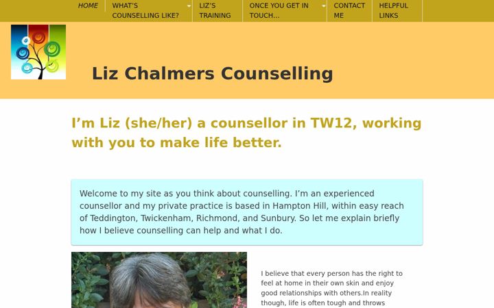 Screenshot of lizcounselling.co.uk
