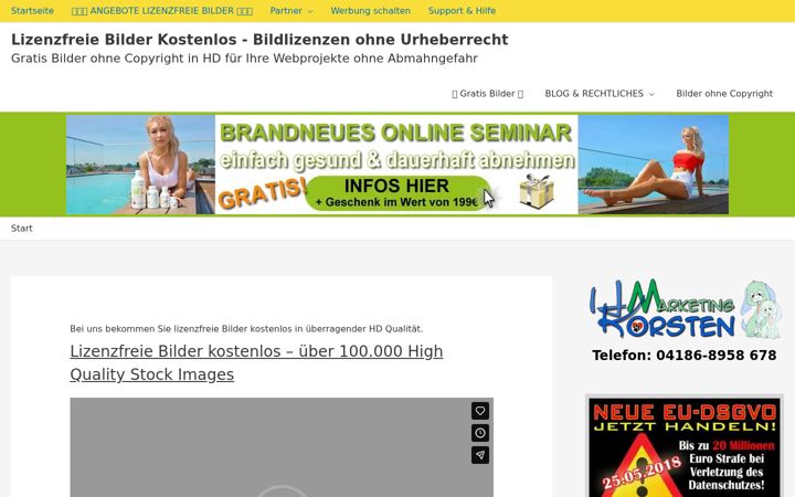 Screenshot of lizenzfreie-bilder-kostenlos.de