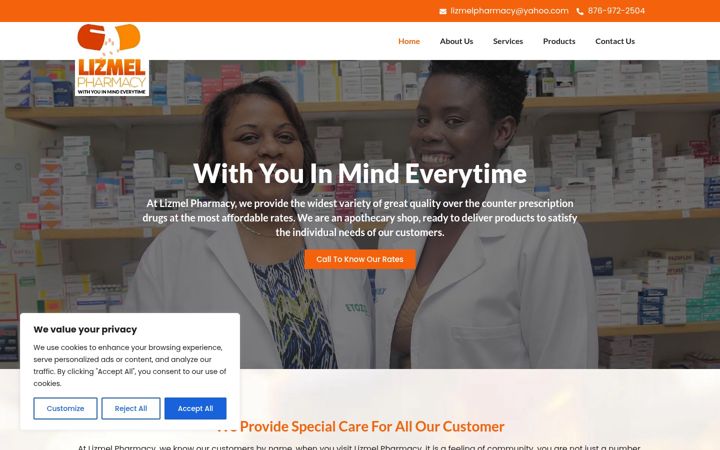 Screenshot of lizmelpharmacy.com