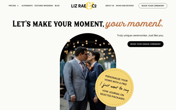 Screenshot of lizraeweddings.com