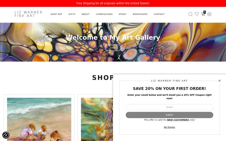 Screenshot of lizwarnerfineart.com