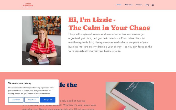 Screenshot of lizzieharwoodva.co.uk