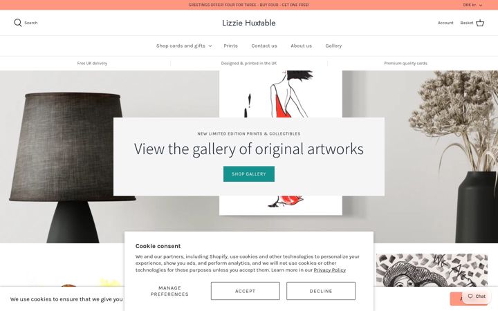 Screenshot of lizziehuxtable.com