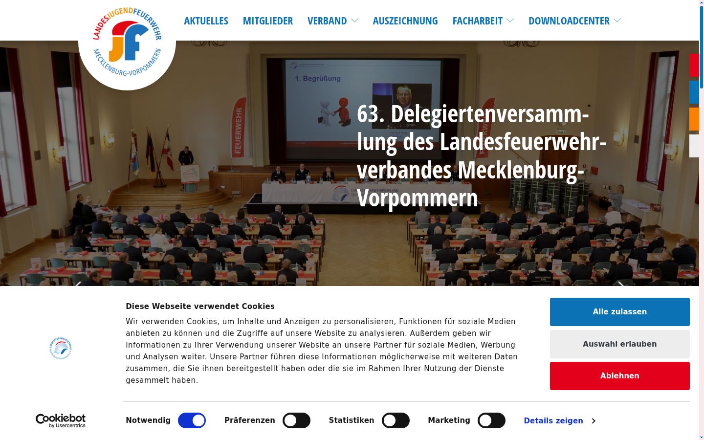 Screenshot des Einwilligungsbanners vor jeglicher Interaktion