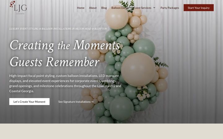 Screenshot of ljgeventsllc.com