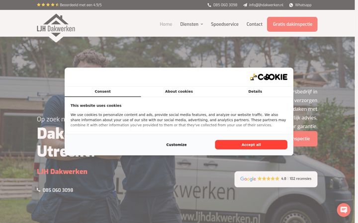 Screenshot of ljhdakwerken.nl