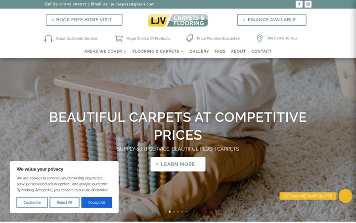 Screenshot of ljvcarpetsandflooring.co.uk