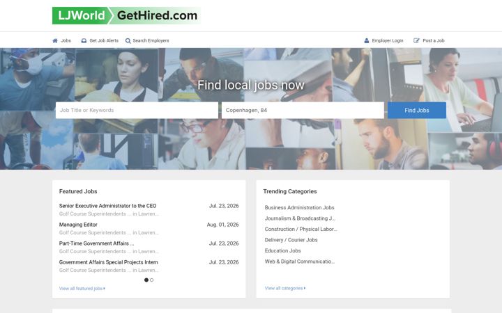 Screenshot of ljworldgethired.com