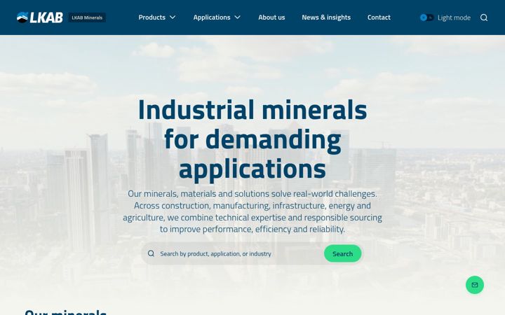 Screenshot of lkabminerals.com