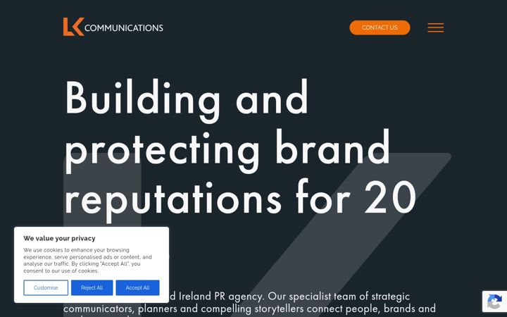 Screenshot of lkcommunications.co.uk