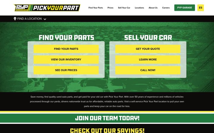 Screenshot of lkqpickyourpart.com