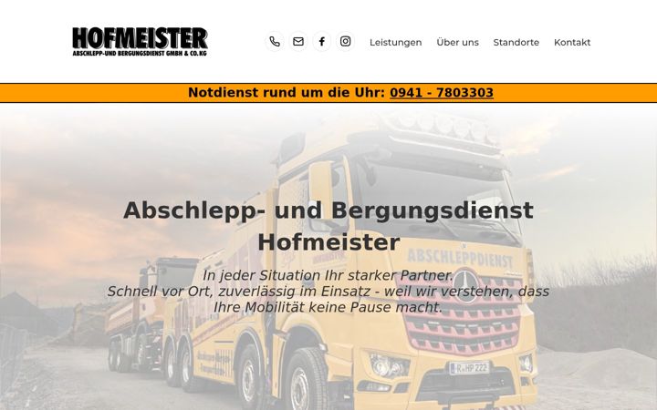 Kuvakaappaus sivustosta lkw-abschleppdienst-regensburg.de