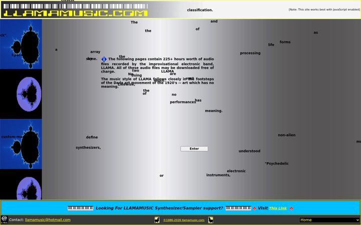 Screenshot of llamamusic.com