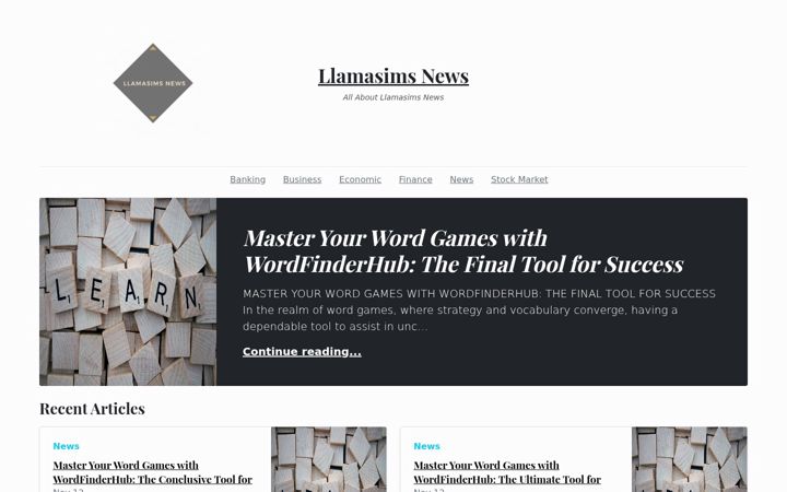 Screenshot of llamasimsnews.com