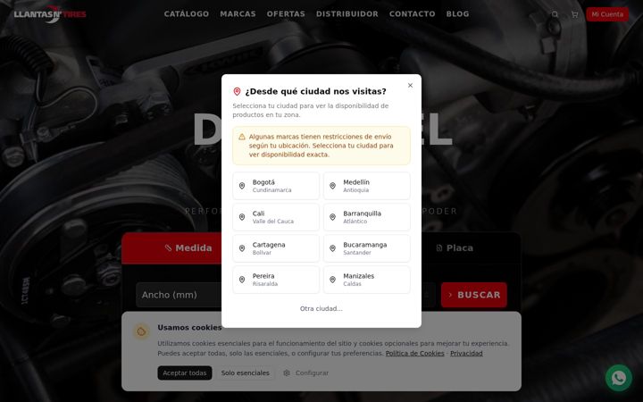 Screenshot of llantasytires.com