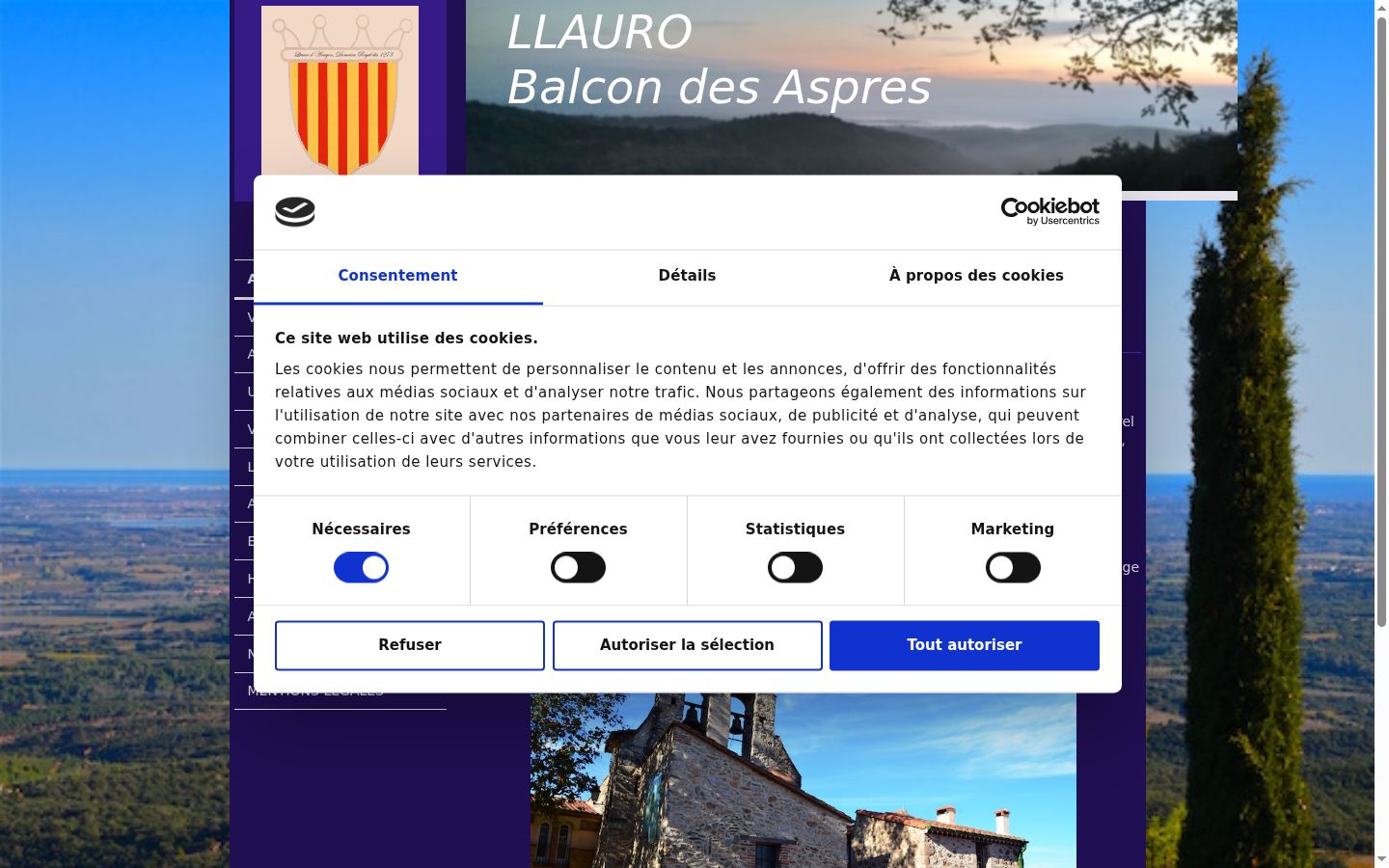 Capture d'écran de la bannière de consentement affichée avant toute interaction
