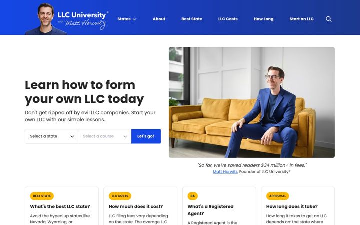 Screenshot of llcuniversity.com