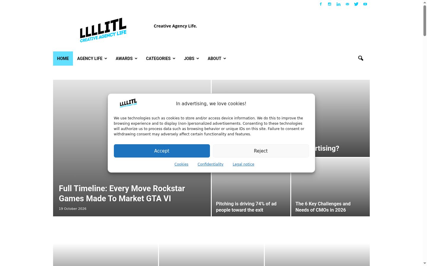 Screenshot del banner di consenso mostrato prima di qualsiasi interazione
