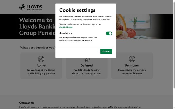 Screenshot of lloydsbankinggrouppensions.com