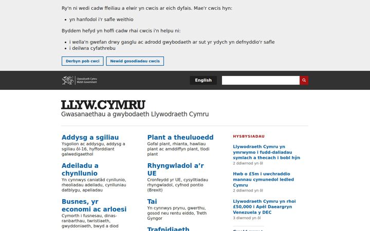 Screenshot of llyw.cymru