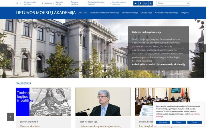 Kuvakaappaus sivustosta lma.lt