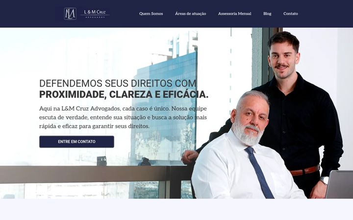 Screenshot of lmcruzadvocacia.com.br