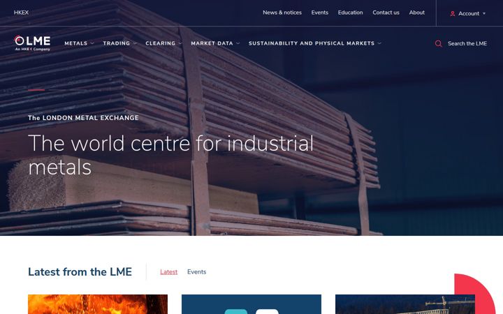 Screenshot van lme.com