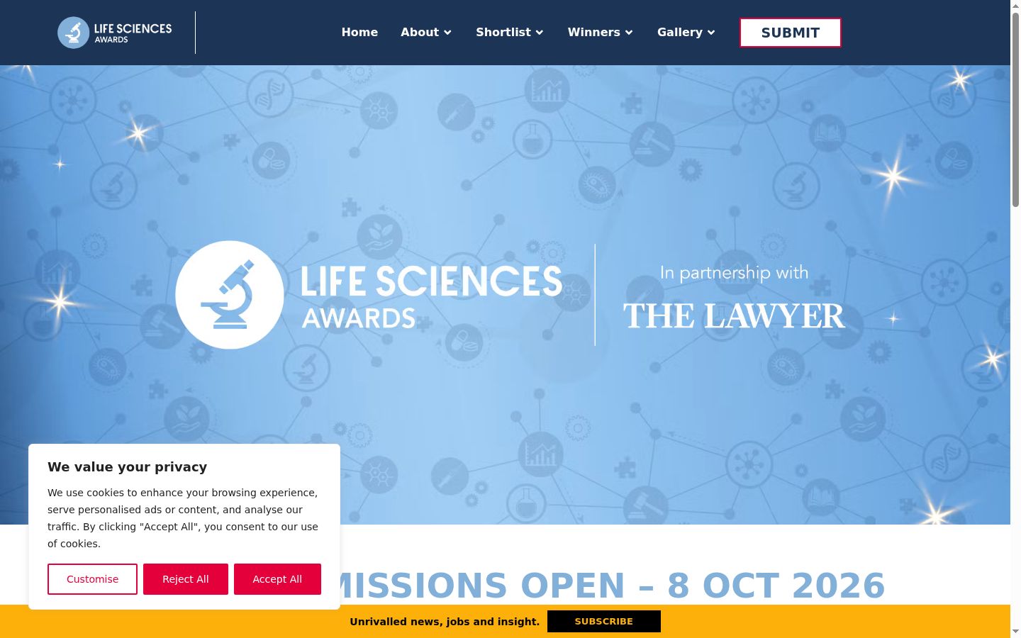 Screenshot of the consent banner shown before any interaction