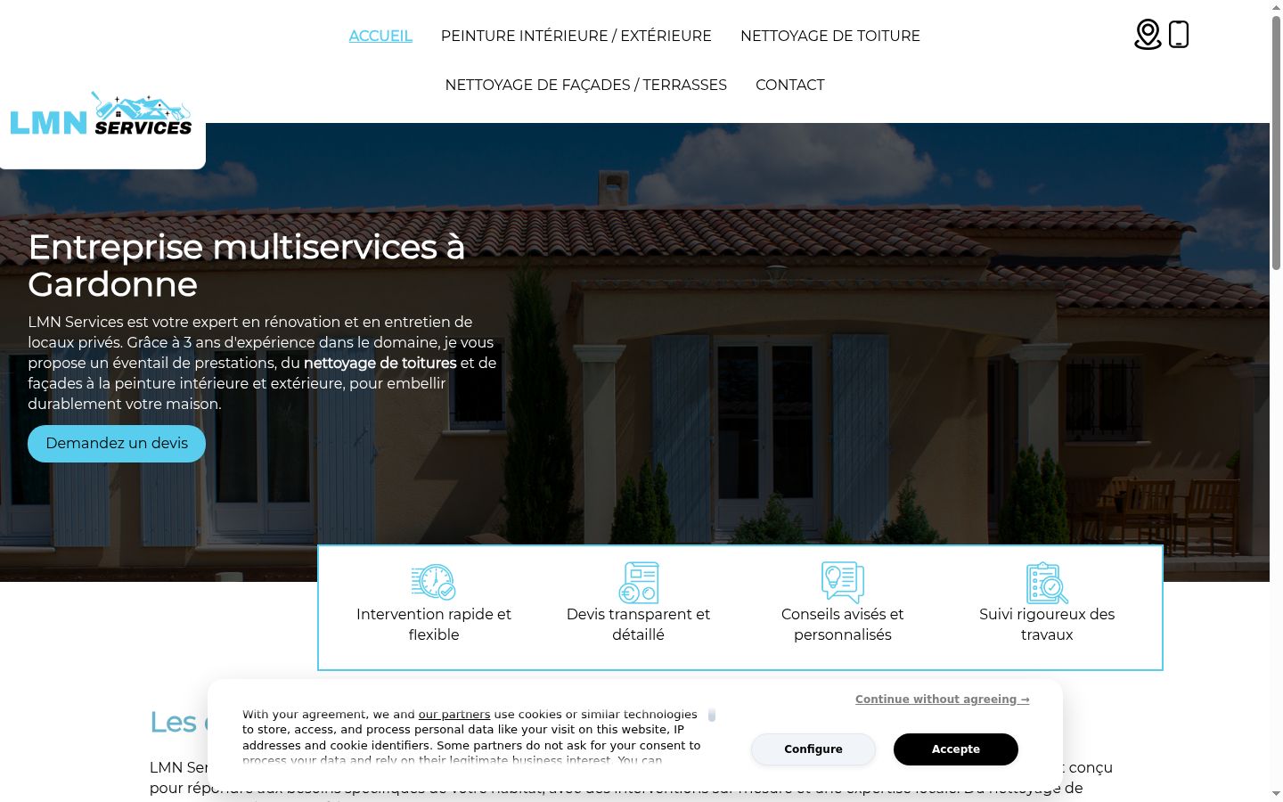 Screenshot del banner di consenso mostrato prima di qualsiasi interazione