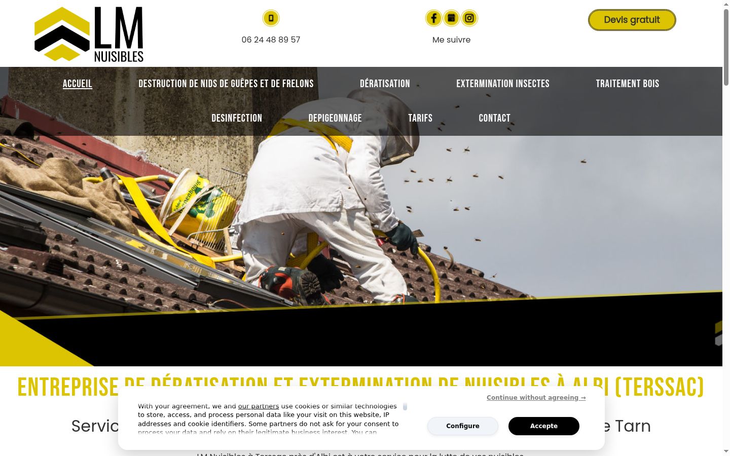 Screenshot del banner di consenso mostrato prima di qualsiasi interazione