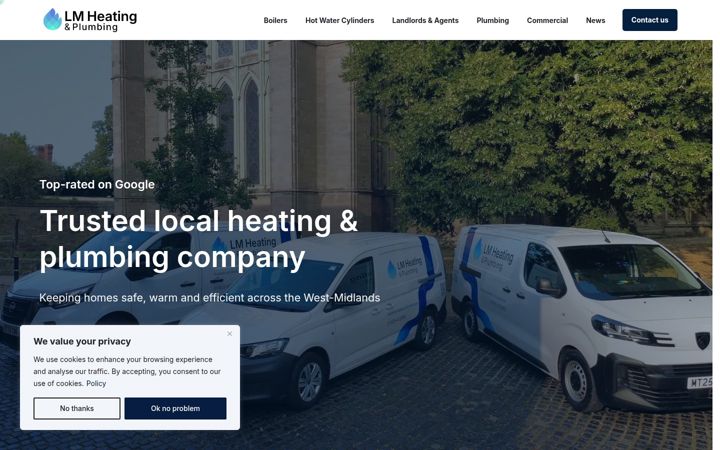 Screenshot of lmplumbersworcester.co.uk