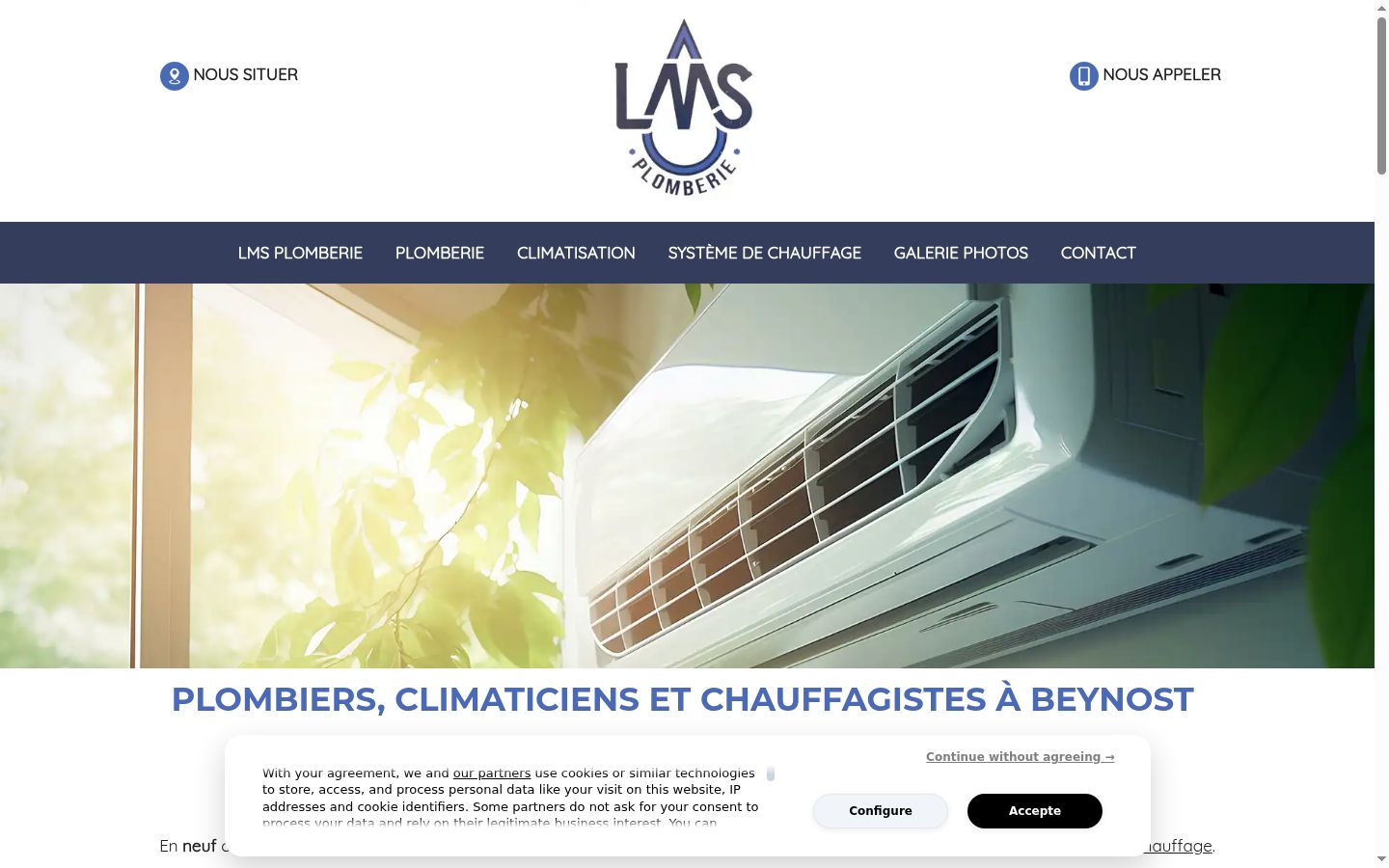 Capture d'écran de la bannière de consentement affichée avant toute interaction