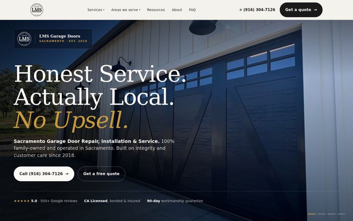 Screenshot of lmsgaragedoors.com