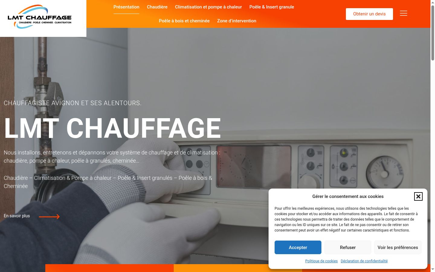 Capture d'écran de la bannière de consentement affichée avant toute interaction