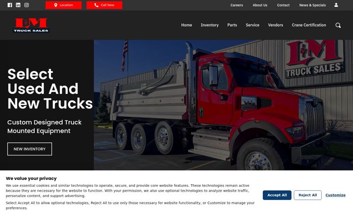 Screenshot of lmtrucks.com