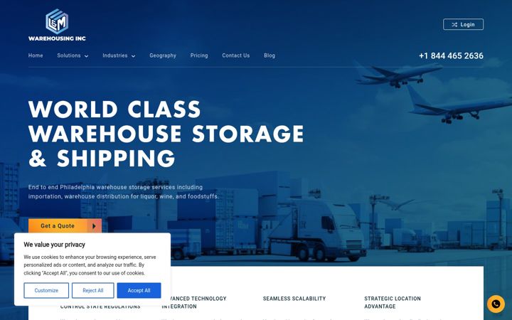 Screenshot of lmwarehousing.com