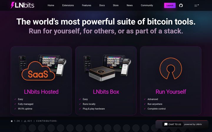 Screenshot of lnbits.com
