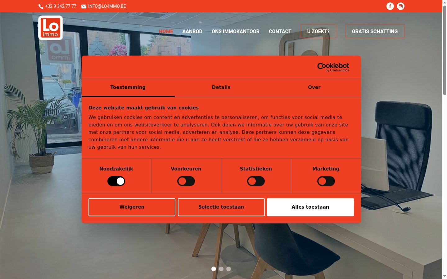 Screenshot del banner di consenso mostrato prima di qualsiasi interazione