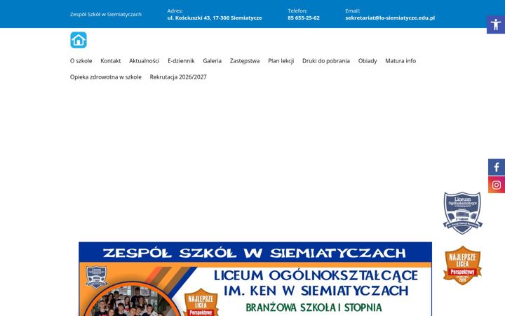 Screenshot of lo-siemiatycze.edu.pl