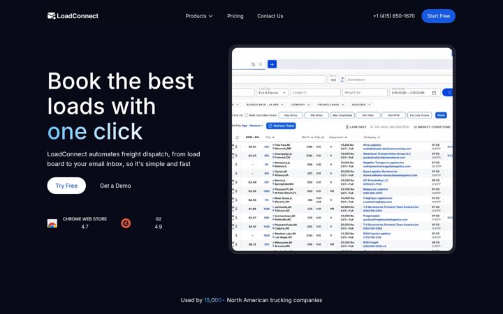 Képernyőkép: loadconnect.io