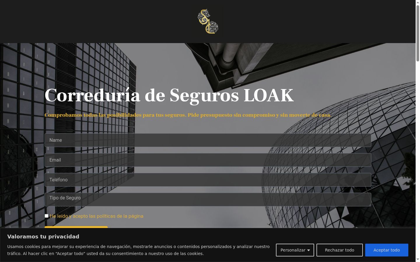 Captura de ecrã do banner de consentimento apresentado antes de qualquer interação