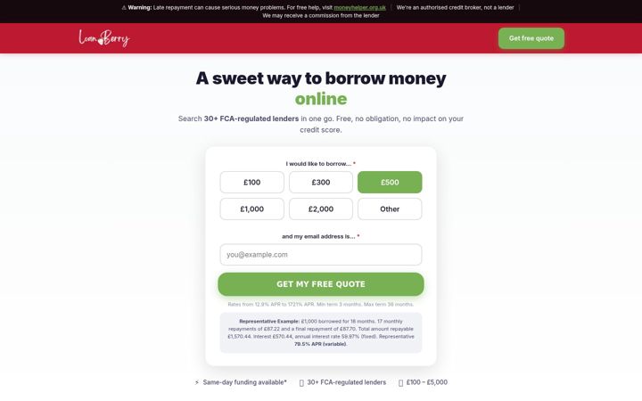 Screenshot of loanberry.co.uk