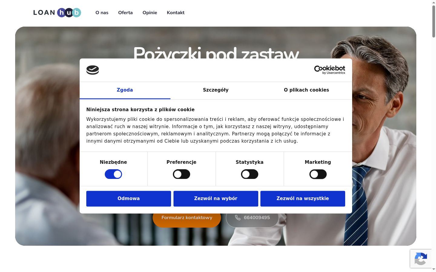 Screenshot del banner di consenso mostrato prima di qualsiasi interazione