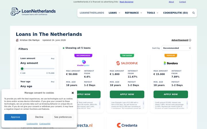 Screenshot of loannetherlands.nl