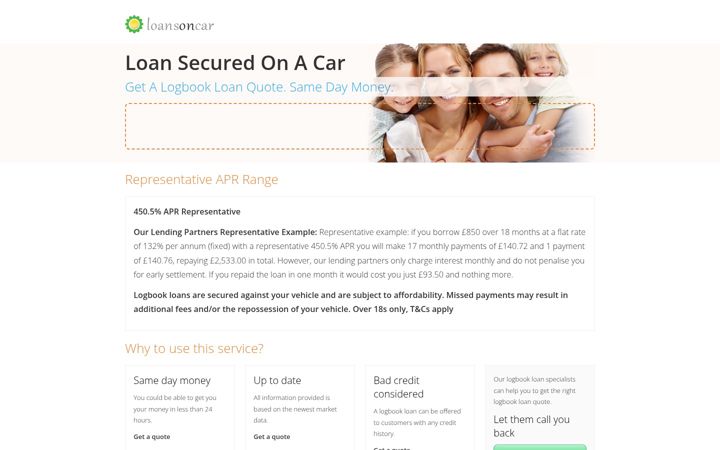 Screenshot of loansoncar.co.uk