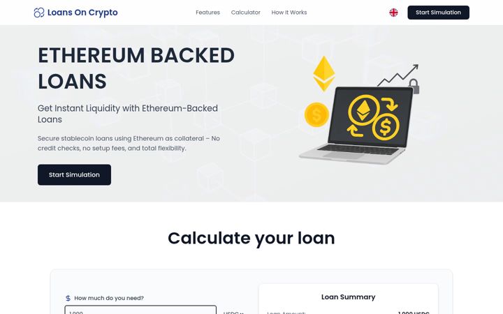 Screenshot of loansoncrypto.com