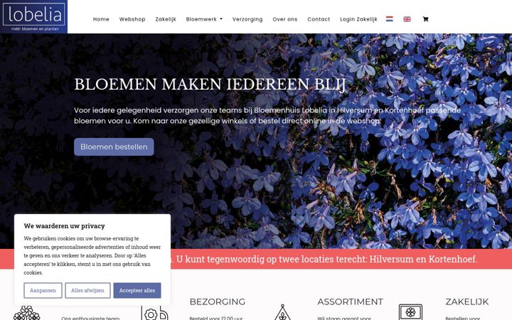 Screenshot of lobeliabloemen.nl